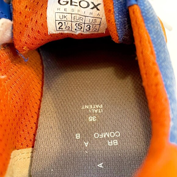 Geox Kids Blue/Orange Sneakers, Size 3.5 - Picture 6 of 7